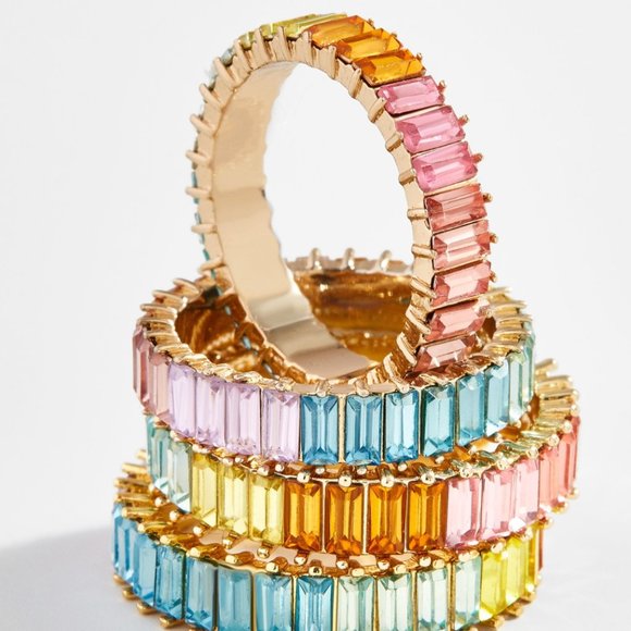 BaubleBar Rainbow Mini Alidia Ring Size 9